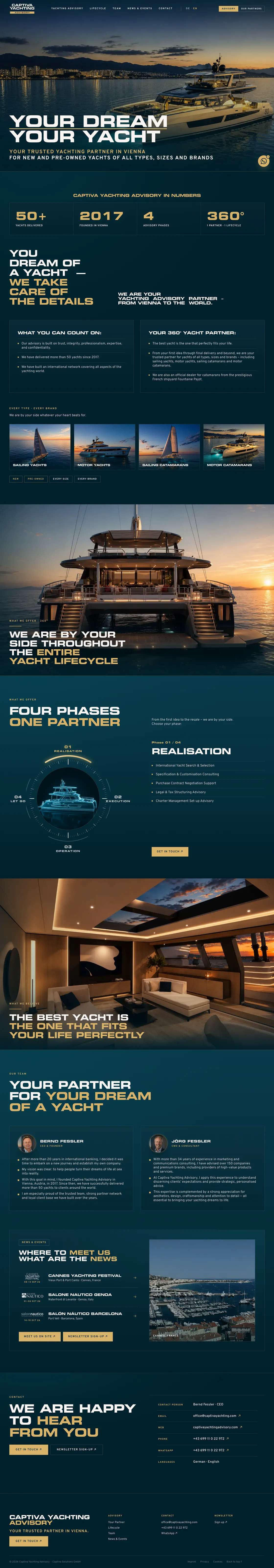 Captiva Yachting — komplette Landingpage, umgesetzt von Christopher Rapp