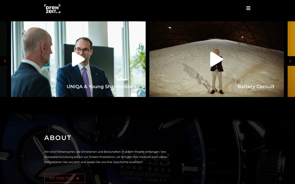 Drehzeit — Website · Videopartner, Webdesign-Projekt von Christopher Rapp