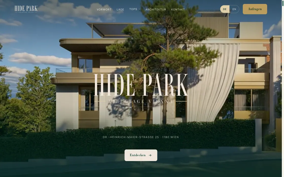 Hide Park — Website · Luxus-Immobilie, Webdesign-Projekt von Christopher Rapp