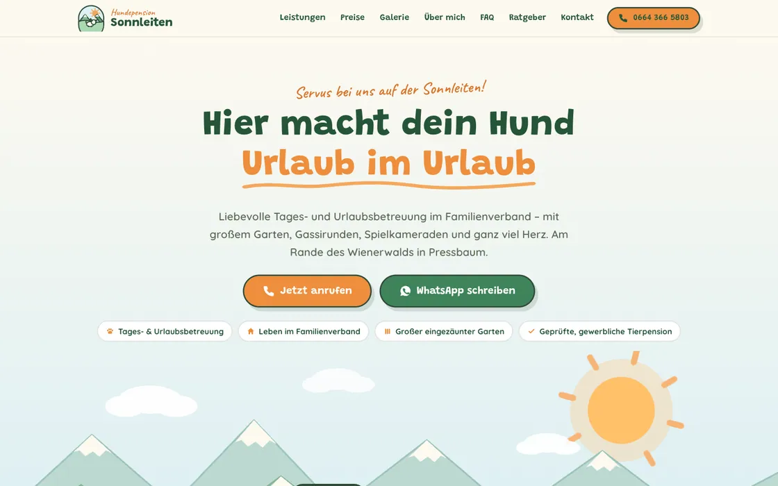 Hundepension Sonnleiten — Website · Hundepension, Webdesign-Projekt von Christopher Rapp