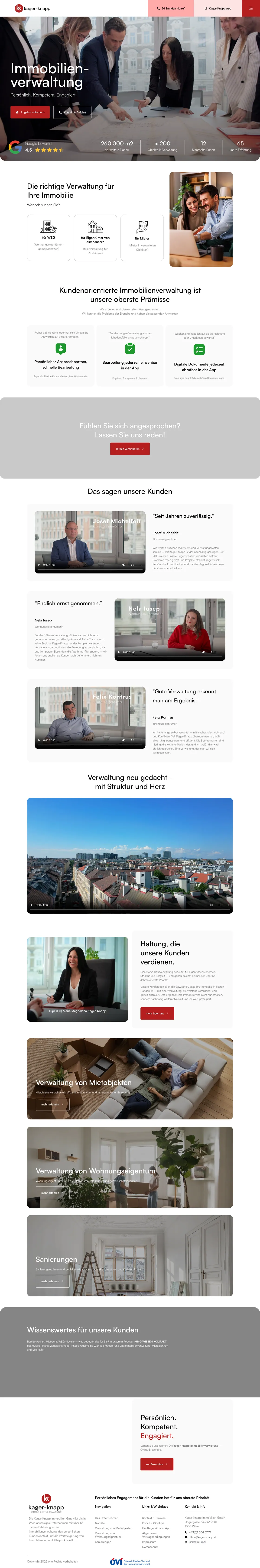 Kager-Knapp — komplette Landingpage, umgesetzt von Christopher Rapp