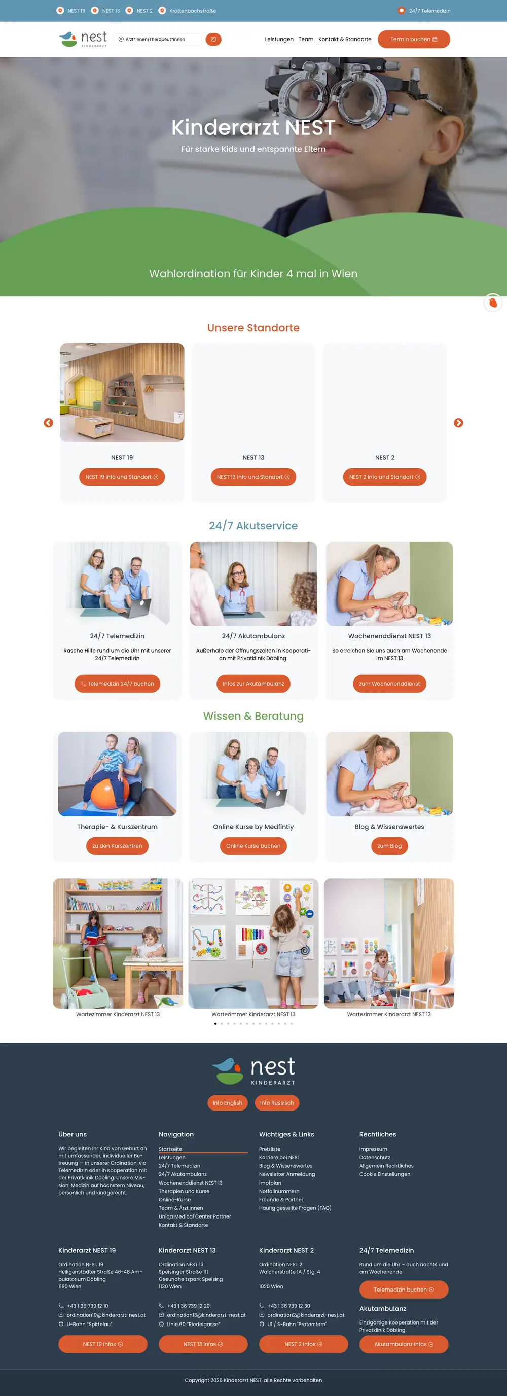 Kinderarzt NEST — komplette Landingpage, umgesetzt von Christopher Rapp