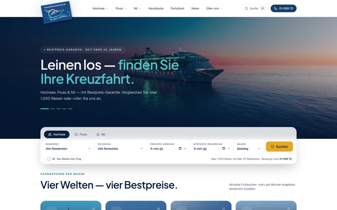 Kreuzfahrtzentrum — Buchungsplattform, Webdesign-Projekt von Christopher Rapp