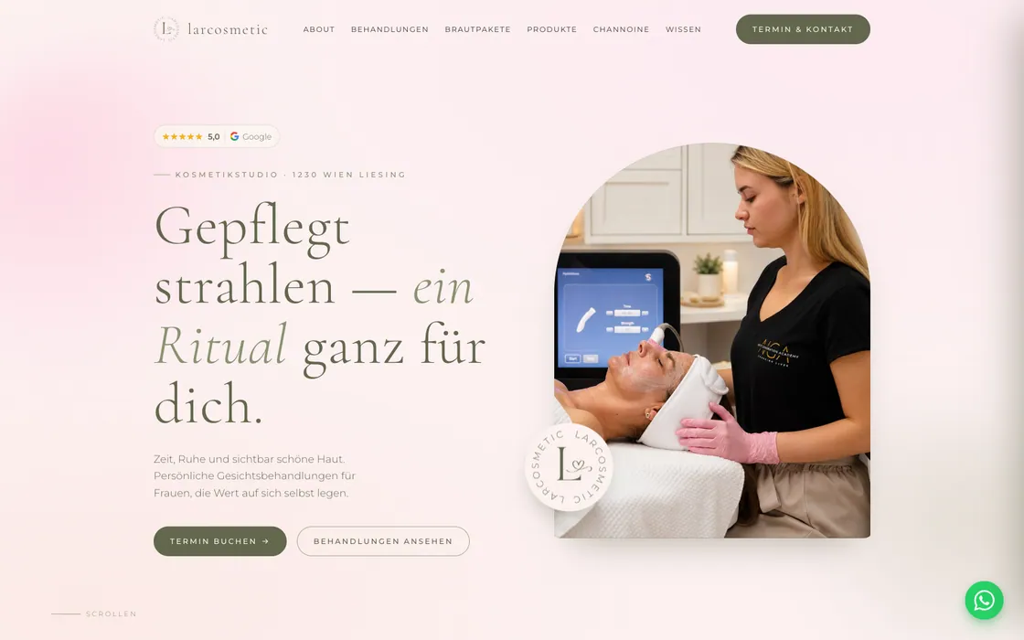 larcosmetic — Website · Kosmetikstudio, Webdesign-Projekt von Christopher Rapp