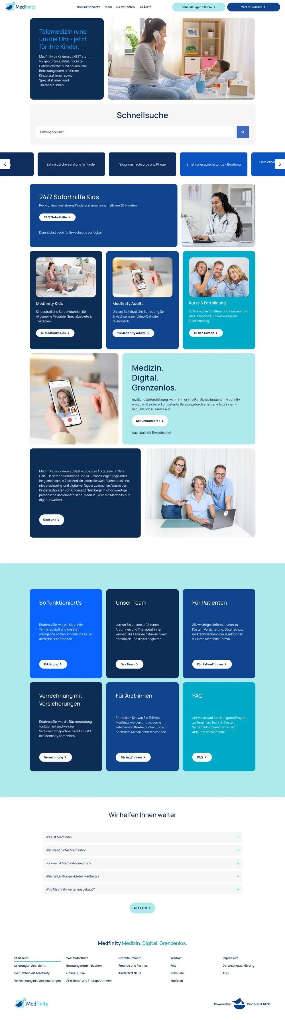 Medfinity — komplette Landingpage, umgesetzt von Christopher Rapp