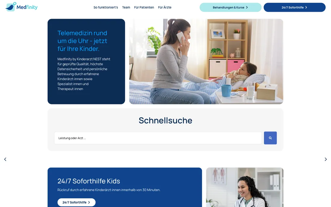 Medfinity — Telemedizin-Plattform, Webdesign-Projekt von Christopher Rapp