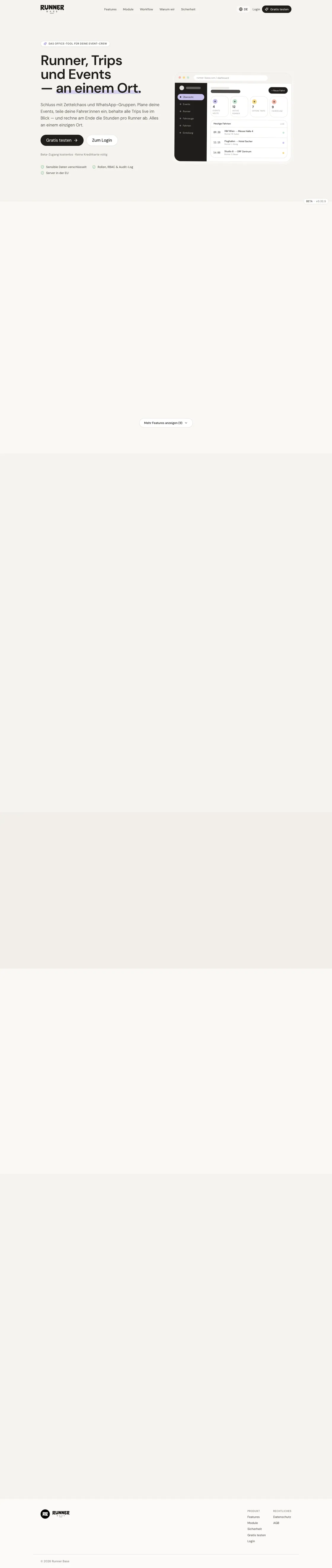 Runner Base — komplette Landingpage, umgesetzt von Christopher Rapp