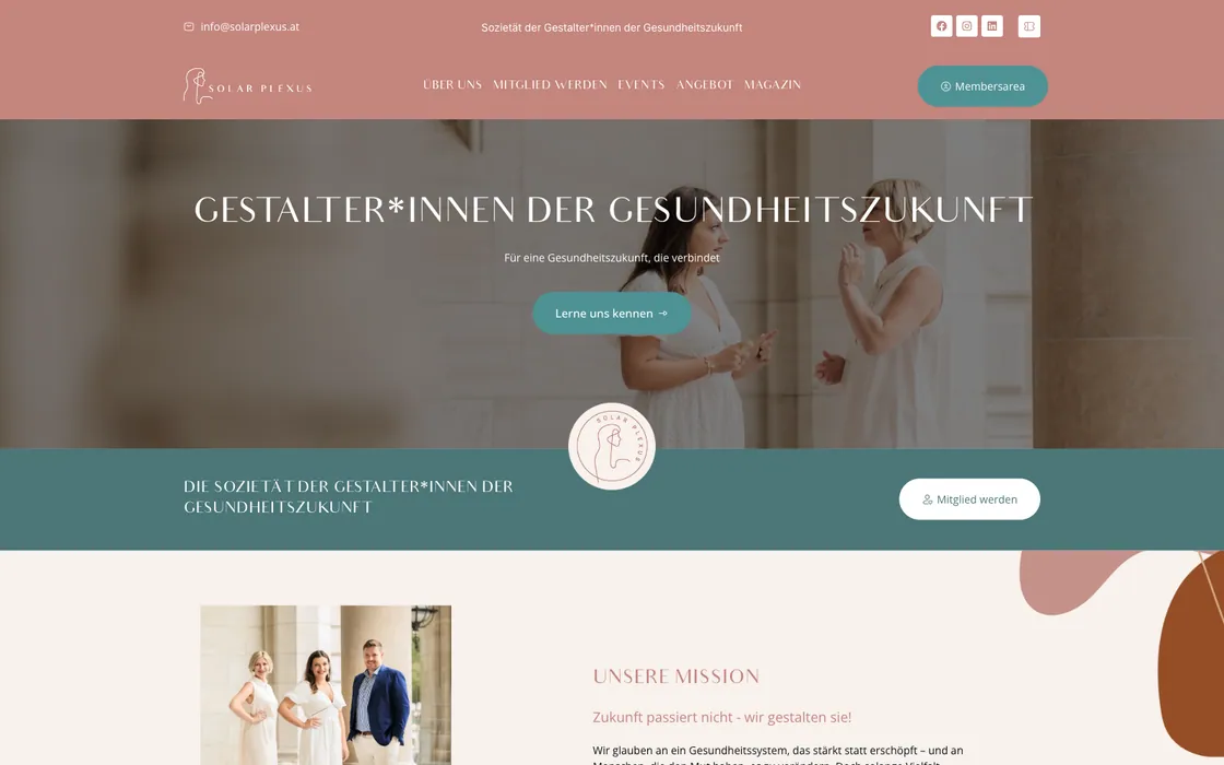 Solar Plexus — Website · Gesundheitsnetzwerk, Webdesign-Projekt von Christopher Rapp