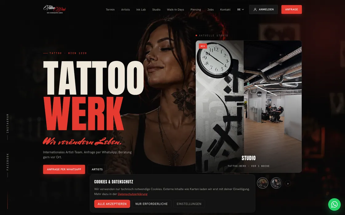 Tattoo-Werk — Website · Dashboard · KI, Webdesign-Projekt von Christopher Rapp