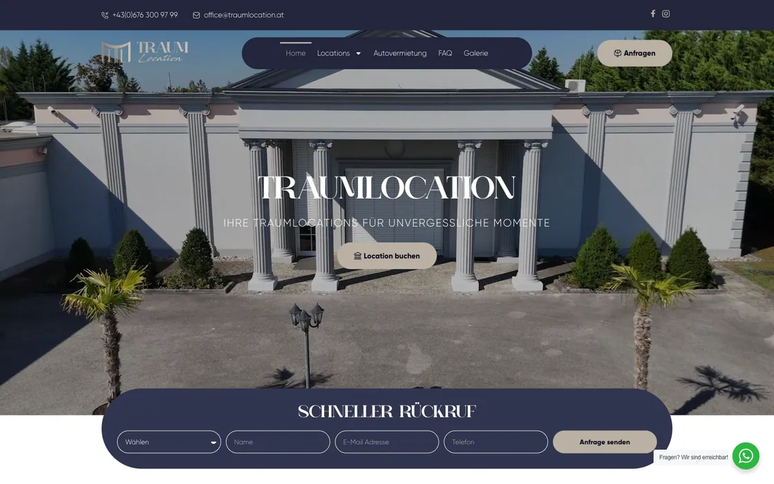 Traumlocation — Website · Event-Location, Webdesign-Projekt von Christopher Rapp