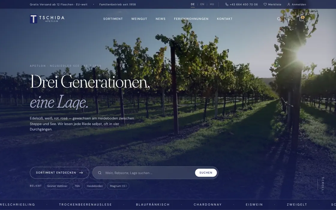 Weingut Tschida — Design-Entwurf · Weingut, Webdesign-Projekt von Christopher Rapp